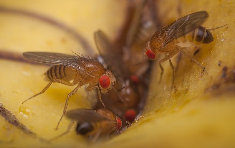 flies eating some food